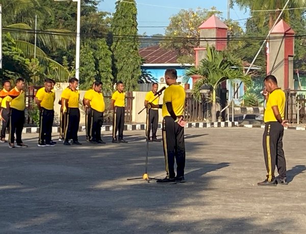 Tingkatkan Kebugaran dan Kesiapan Personel, Seluruh Anggota Polres Lembata Laksanakan Olahraga Mandiri.