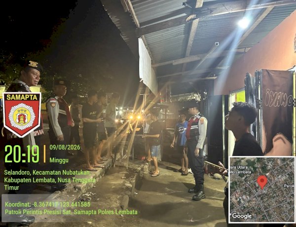 Patroli Presisi Samapta Polres Lembata Gencarkan Patroli, Sasar Anak Muda yang Nongkrong di Pinggir Jalan.