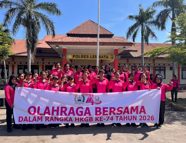 Bhayangkari Polres Lembata Gelar Olahraga Bersama Semarakkan HKGB ke-74 Tahun 2026.