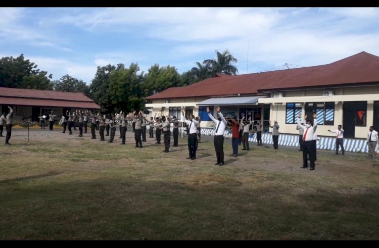 Senam Aws3 Rutin Menjaga Kebugaran Personil Polres Lembata