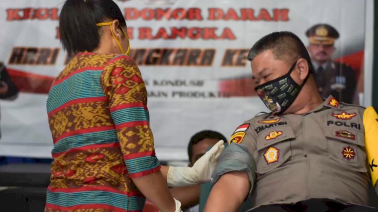 Jelang Hari Bhayangkara ke-74, Polres Lembata beserta Ibu Bhayangkari Gelar Bakti Sosial Donor Darah