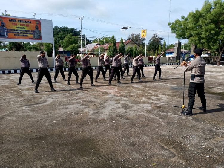 TINGKATKAN KEMAMPUAN ,PERSONIL SABHARA POLRES LEMBATA RUTINKAN LATIHAN BELADIRI POLRI