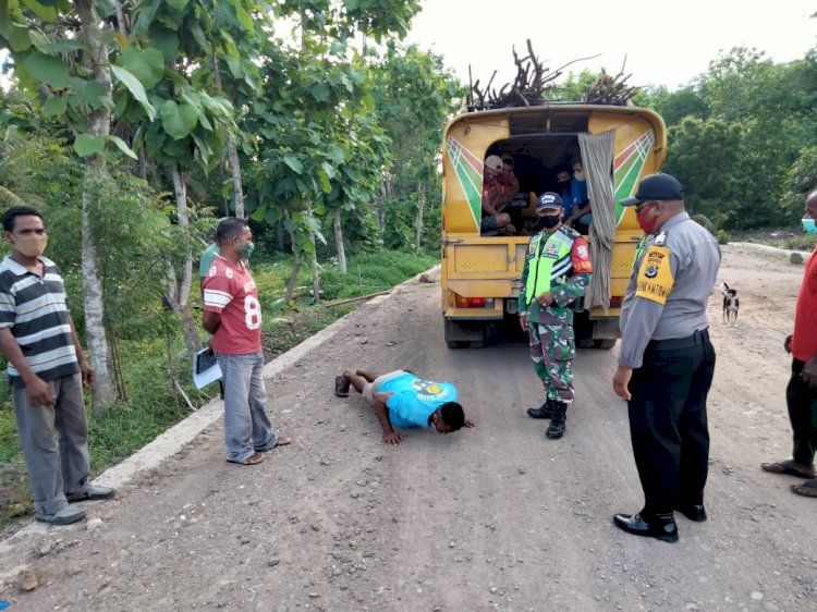 Polsek Nagawutung Bersama Babinsa melaksanakan giat Operasi Yustisi