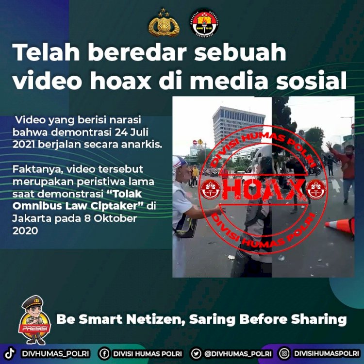 Polri Pastikan Beredarnya Video Rusuh Demo Hari Ini Hoaks