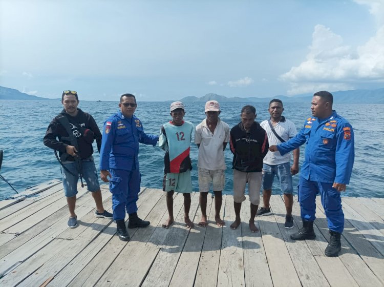 Sat Polairud Polres Lembata Tangkap Pelaku Pengeboman Ikan Di Perairan Desa Jontona.