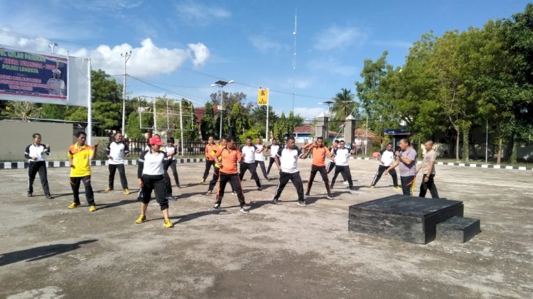 Jaga Stamina Dan Kebugaran Tubuh, Personil Polres Lembata dan jajaran Ikuti Tes Kesamaptaan Jasmani Berkala
