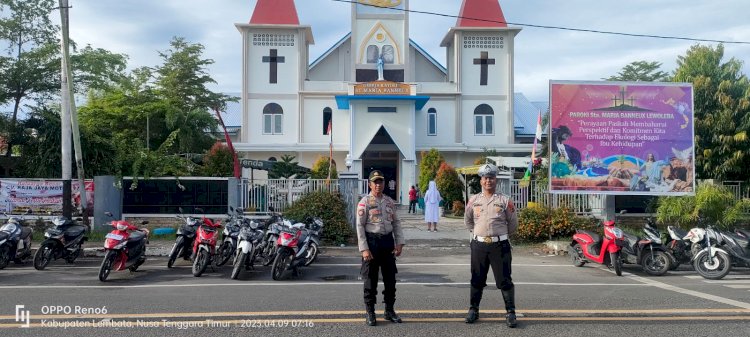 Polres Lembata Tingkatkan Kekondusifan Saat Pengamanan Ibadah Paskah di Gereja