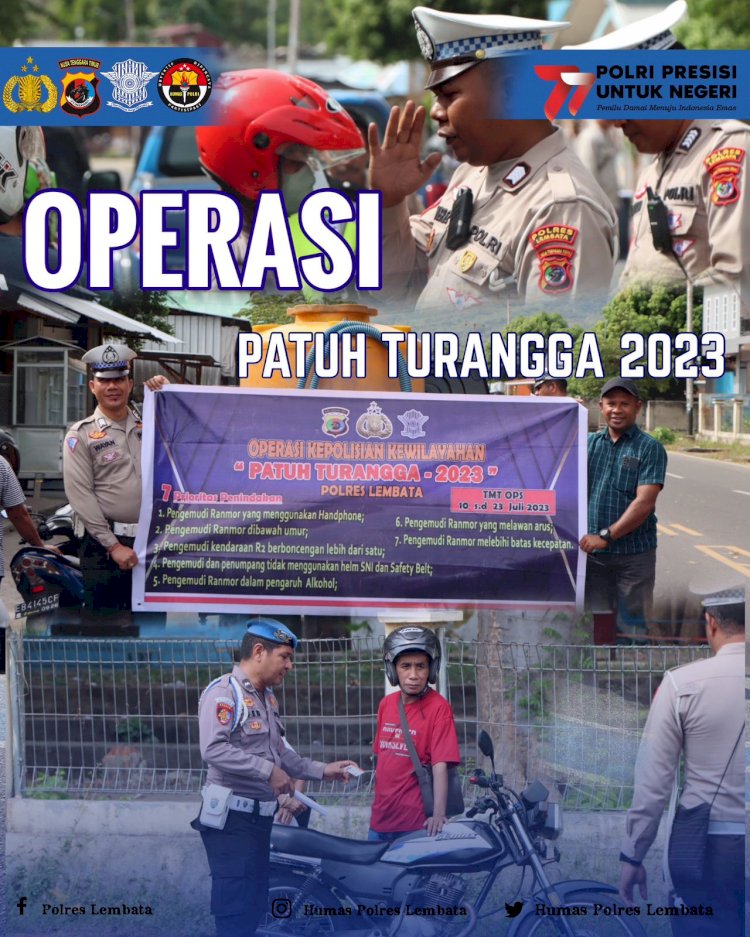 Ciptakan Kamseltibcarlantas yang kondusif, Polres Lembata Laksanakan Operasi Patuh Turangga 2023