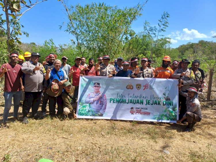 Kapolsek Nubatukan Iptu Marjuni pimpin seluruh element dan instansi terkait, Tanam 130 Anakan Pohon