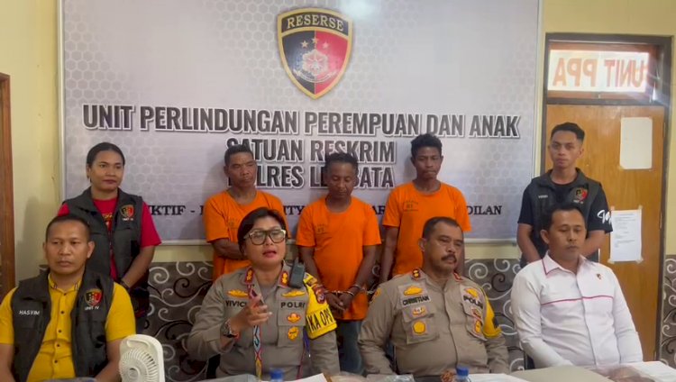 Konferensi Pers Polres Lembata ; 3 Tiga Orang Laki-laki Di jadikan tersangka menyetubuhi anak 13 Tahun