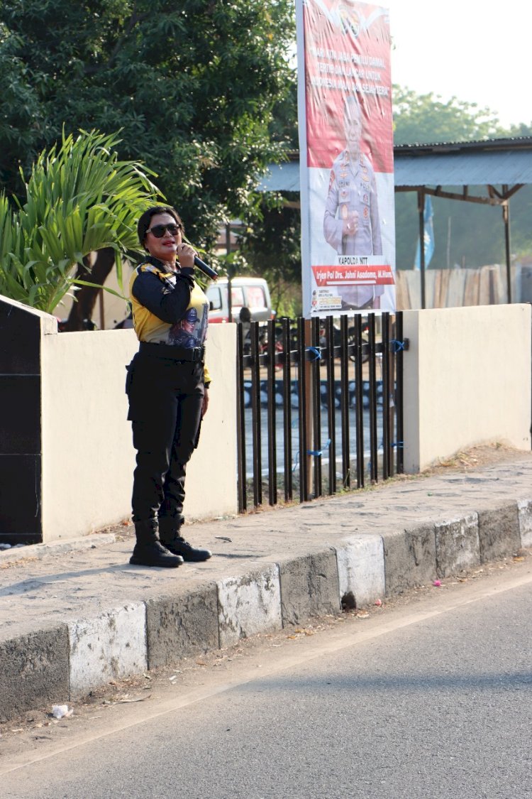 Di sela-sela kemeriahan, Kapolres lembata sampaikan himbauan Pemilu damai pada pelaksanaan CFD