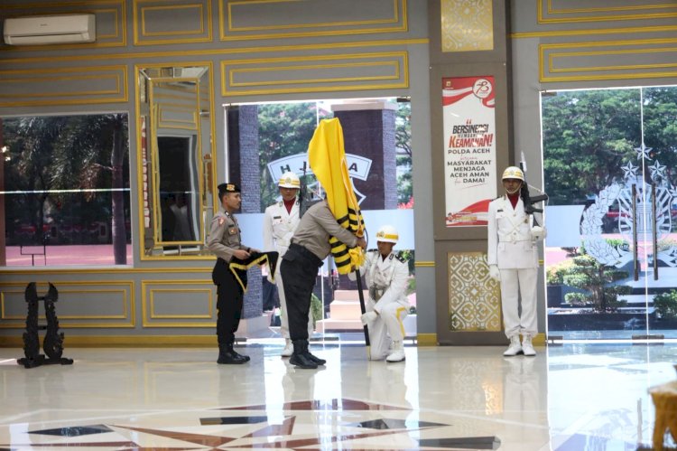 *Kapolda Aceh Inspektur Upacara Pemuliaan Nilai-Nilai Tribrata Pataka Polda Aceh, Dalam Rangka Hari Bhayangkara ke 79*