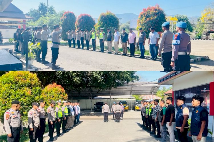 Pastikan Kesiapsiagaan Personel, Pawas Polres Lembata Pimpin Apel Serah Terima Piket.